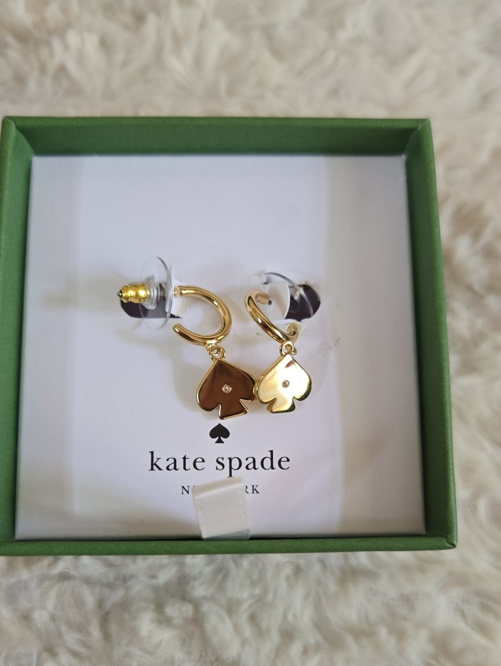 kate spade Gold Spade Charm Hoop Earrings